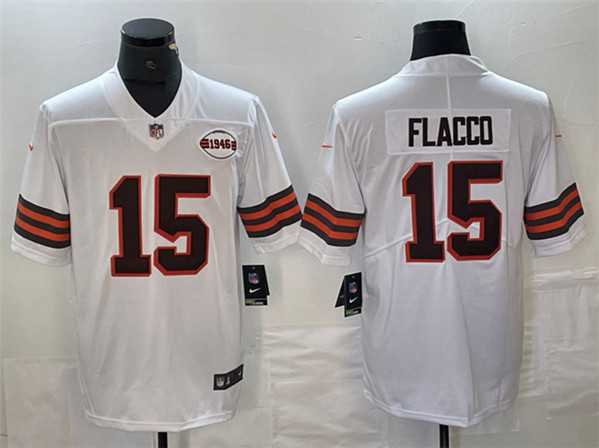 Mens Cleveland Browns #15 Joe Flacco White 1946 Collection Vapor Untouchable Limited Jersey->cleveland browns->NFL Jersey